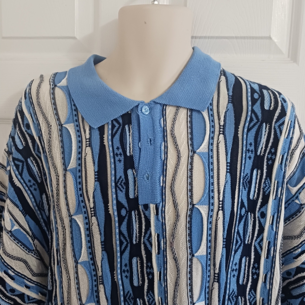 XXl Multistitch Knit Sweater Vtg Blue Collar Unisex